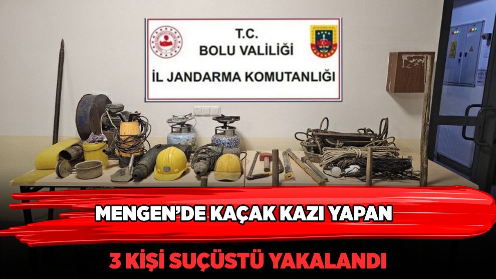 Mengen'de kaçak kazı yapan 3 kişi suçüstü yakalandı