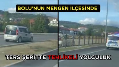 Mengen'de ters şeritte tehlikeli yolculuk