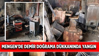 Mengen'de demir doğrama dükkanında yangın çıktı